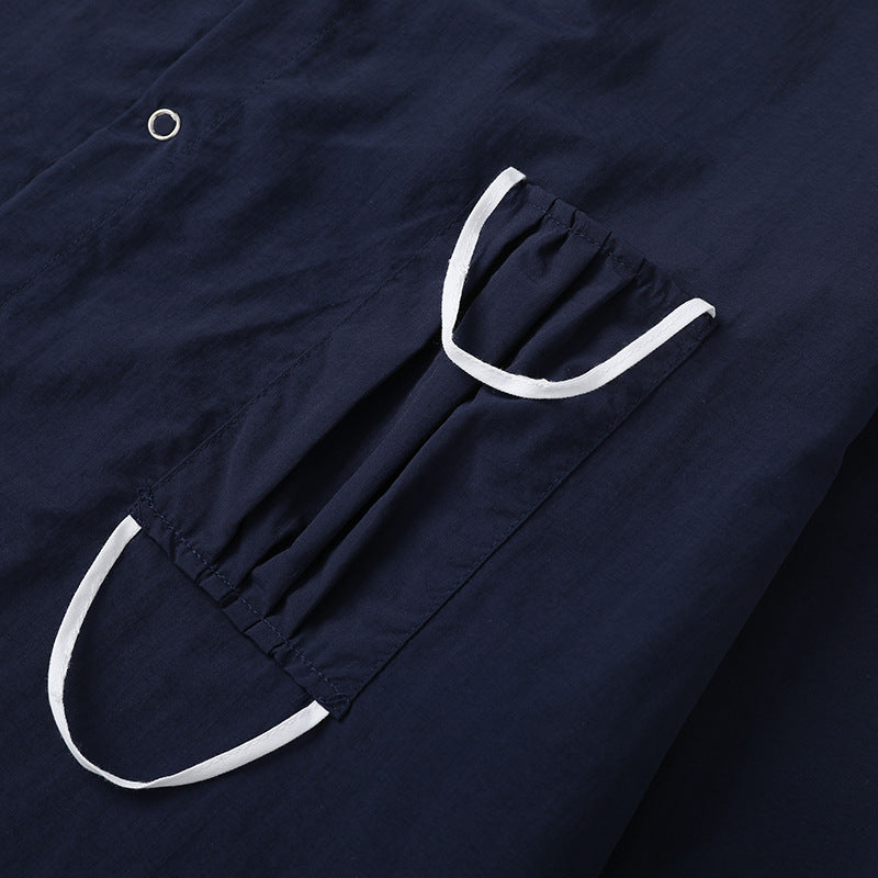 Fashionable plain long-sleeved shirt with pocket