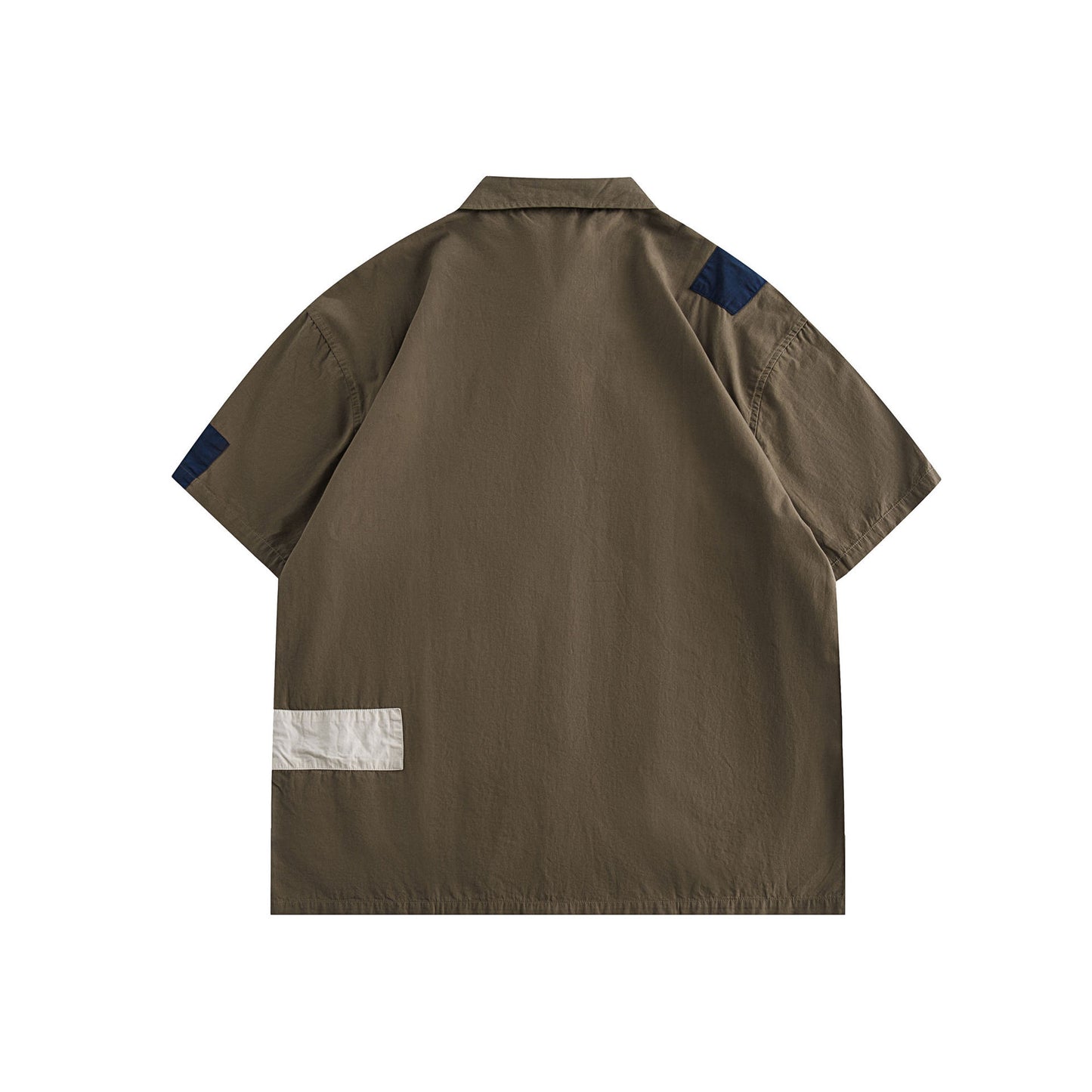 Color-block patch multi-pocket work shirt