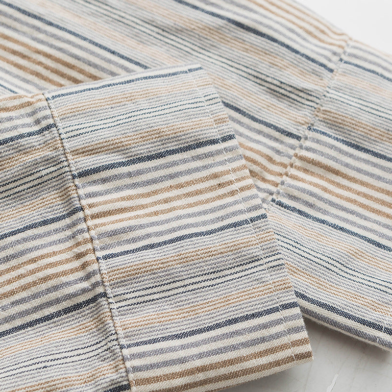 Color scheme patch multi-stripe work shirt