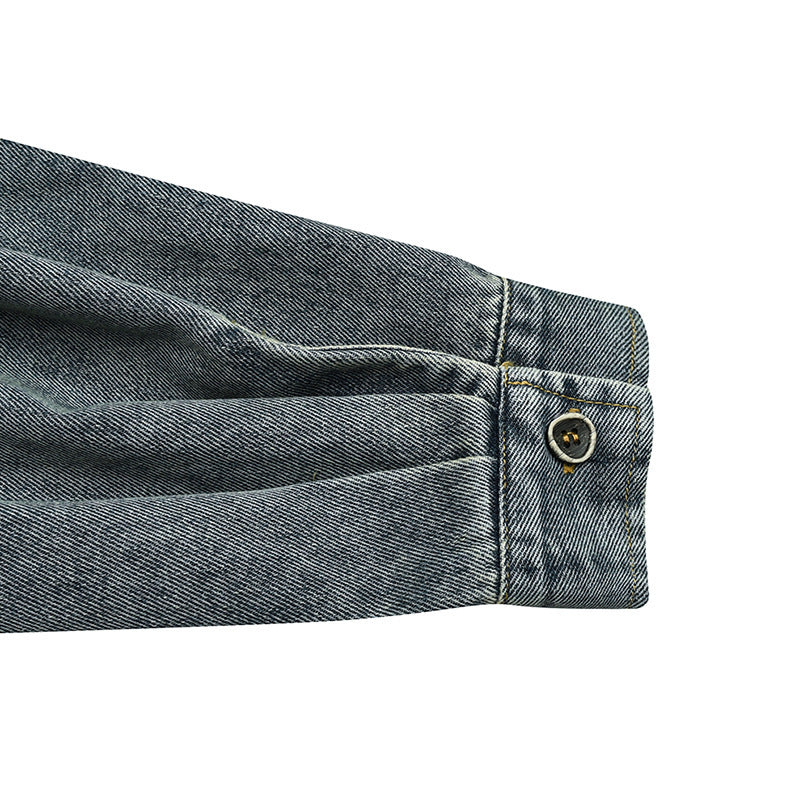 LARGE POCKET WASHED DENIM JACKET