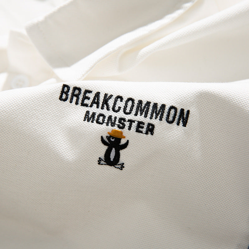 Embroidered short-sleeved polo shirt