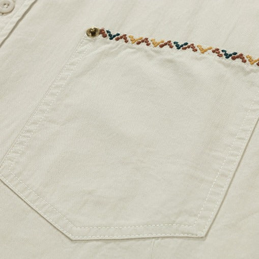 Embroidered plain cotton long-sleeved shirt