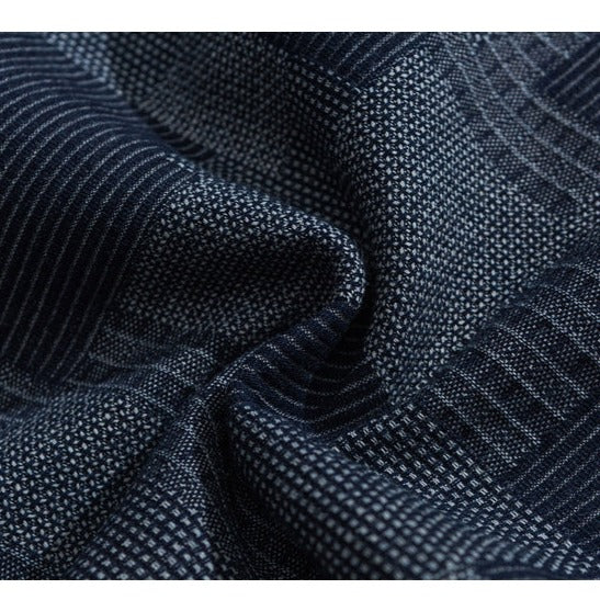 Jacquard Patchwork Denim Baseball Shirt