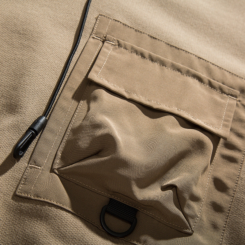patch pocket collar string sweat