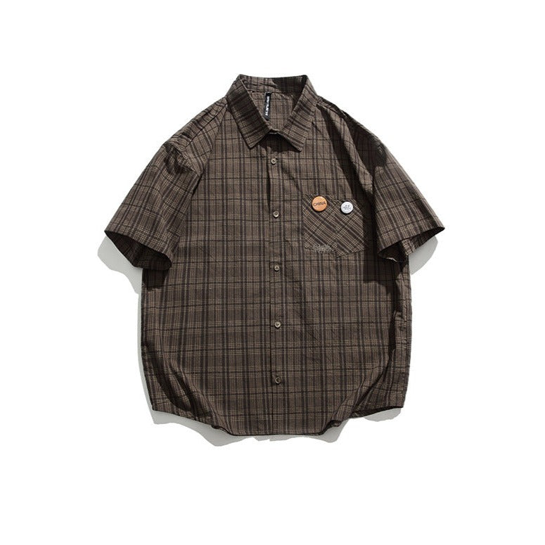 cityboy cotton short sleeve plaid casual shirt