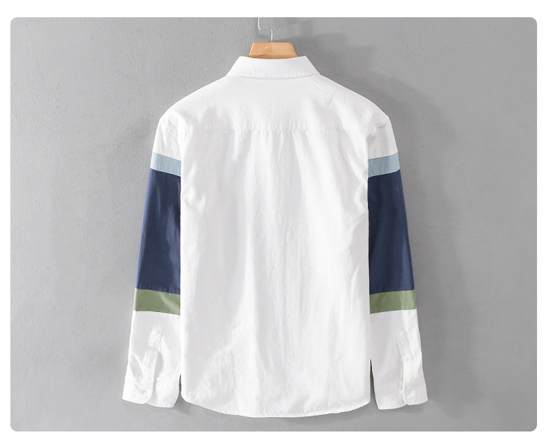 Easy-to-match color-block long-sleeved shirt
