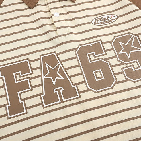 Retro color-striped polo shirt