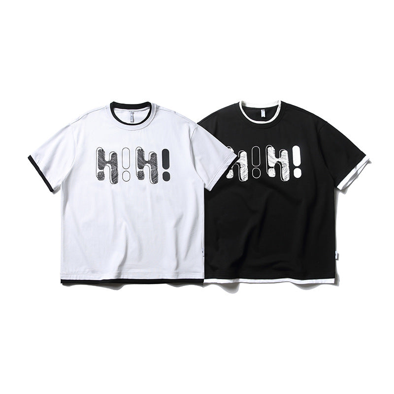 Contrast Fake Two-Piece T-Shirt