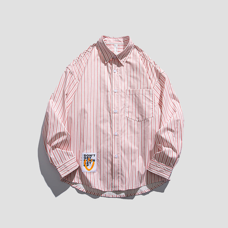 Retro striped long-sleeved shirt in three colors