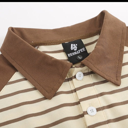 Retro color-striped polo shirt