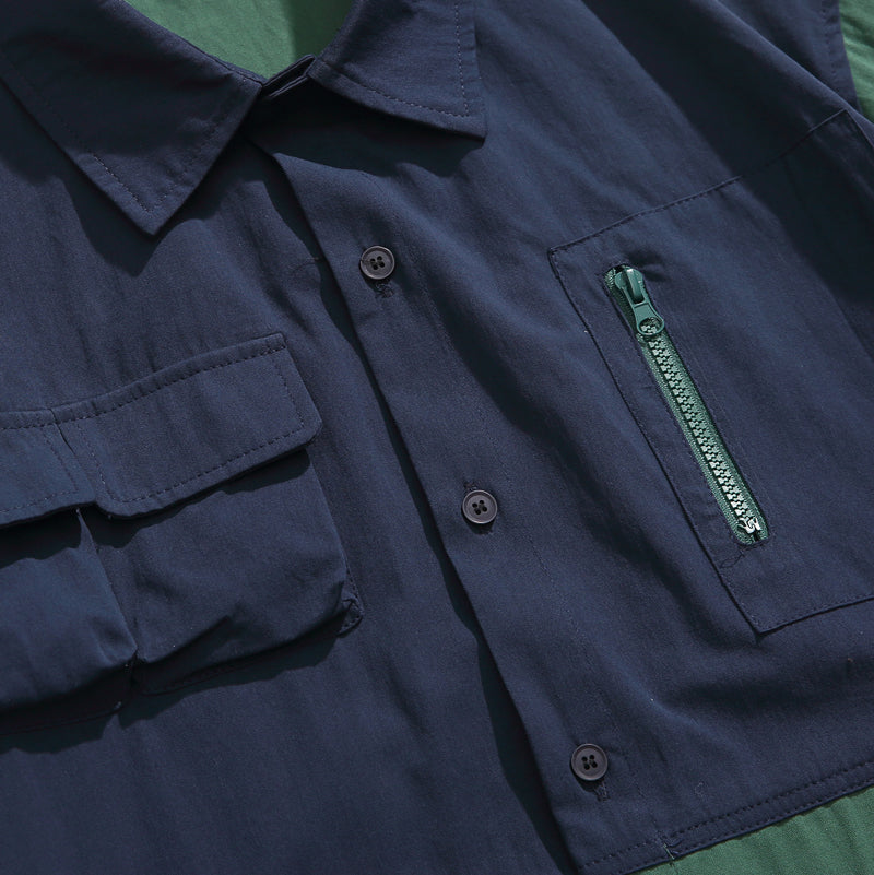 Color scheme switching multi-pocket mountain shirt