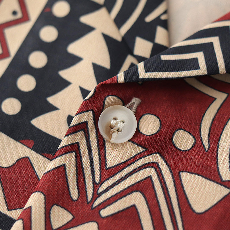 Ethnic-style all-over print Cuban shirt