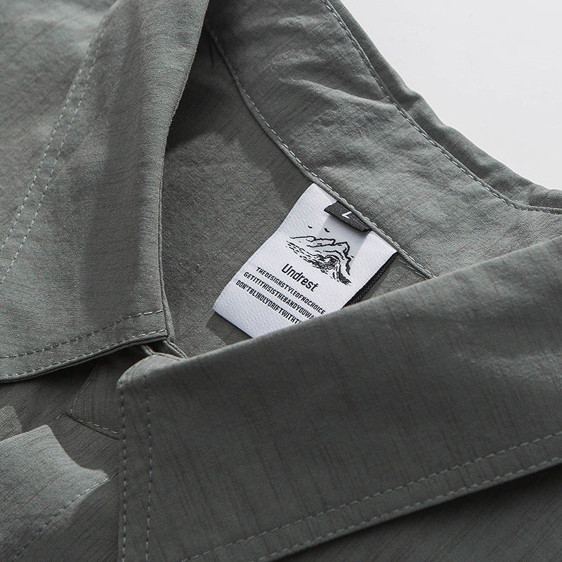 Functional pocket plain retro long sleeve shirt