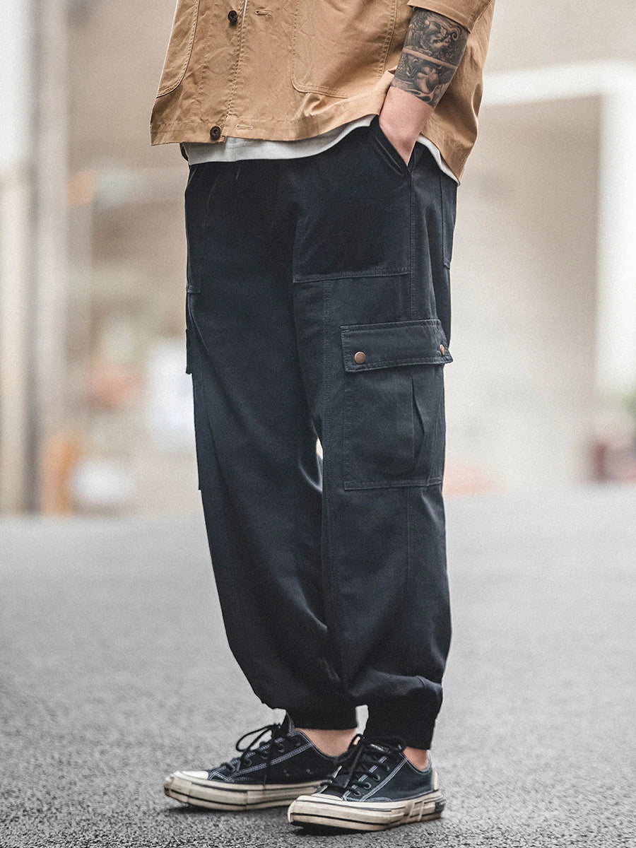 American casual cargo jogger pants with 6 pockets