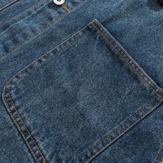 Corduroy switching multi-pocket denim jacket