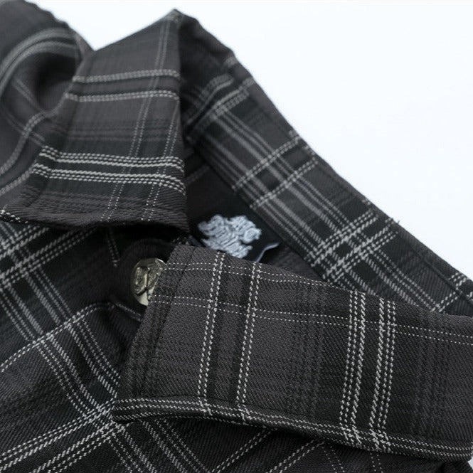 Embroidered polo shirt, checked short-sleeved shirt