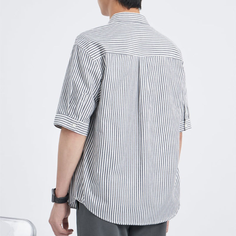 Luxurious striped short sleeve work shirt