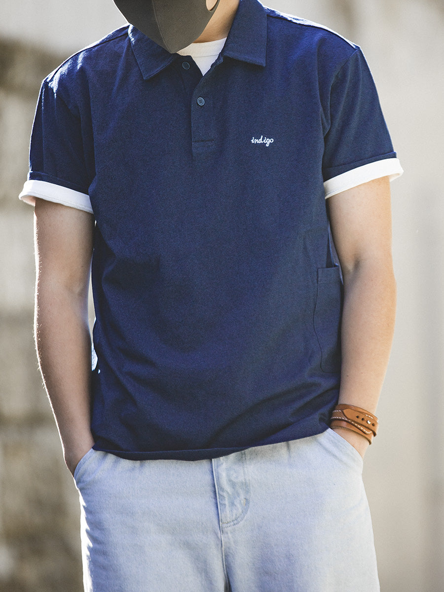 indigo polo shirt