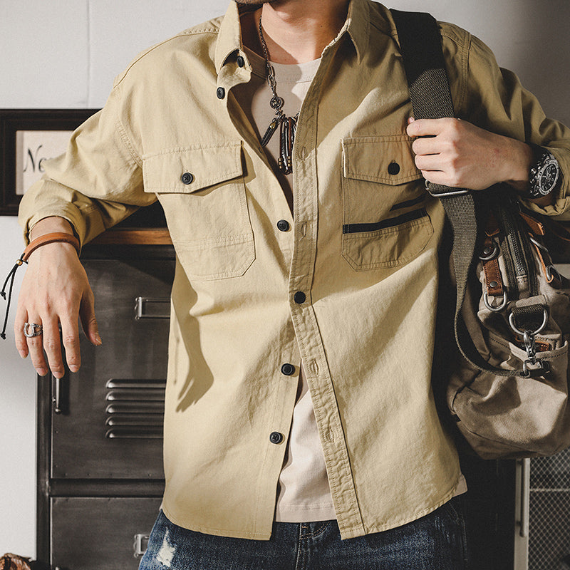 Retro long-sleeved shirt that's easy to match