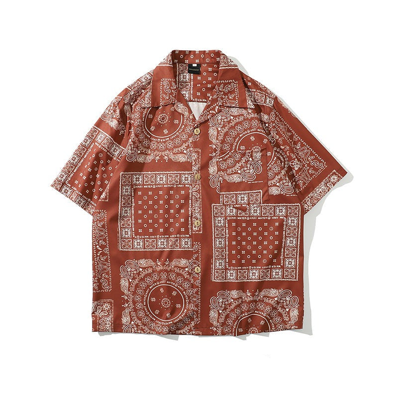 Indigo Dye Ethnic Patchwork Cashew Nut Pattern Shirt