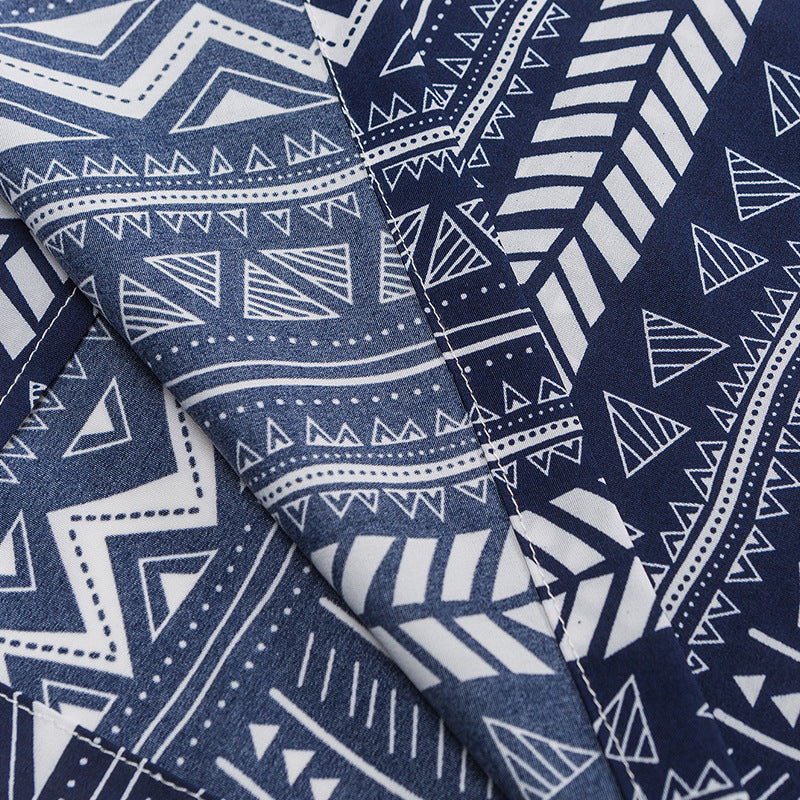 Ethnic pattern Cuban shirt 2 colors