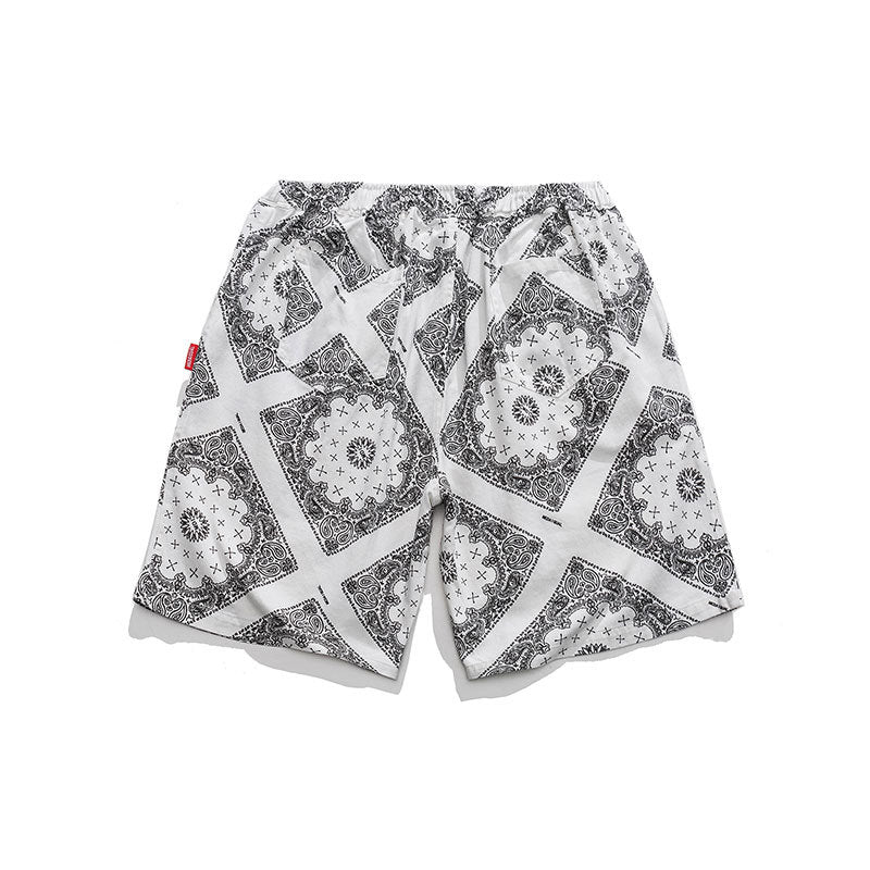 Bandana print white shorts