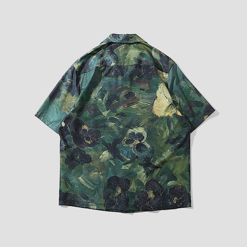 Green Print Short Sleeve Shirt