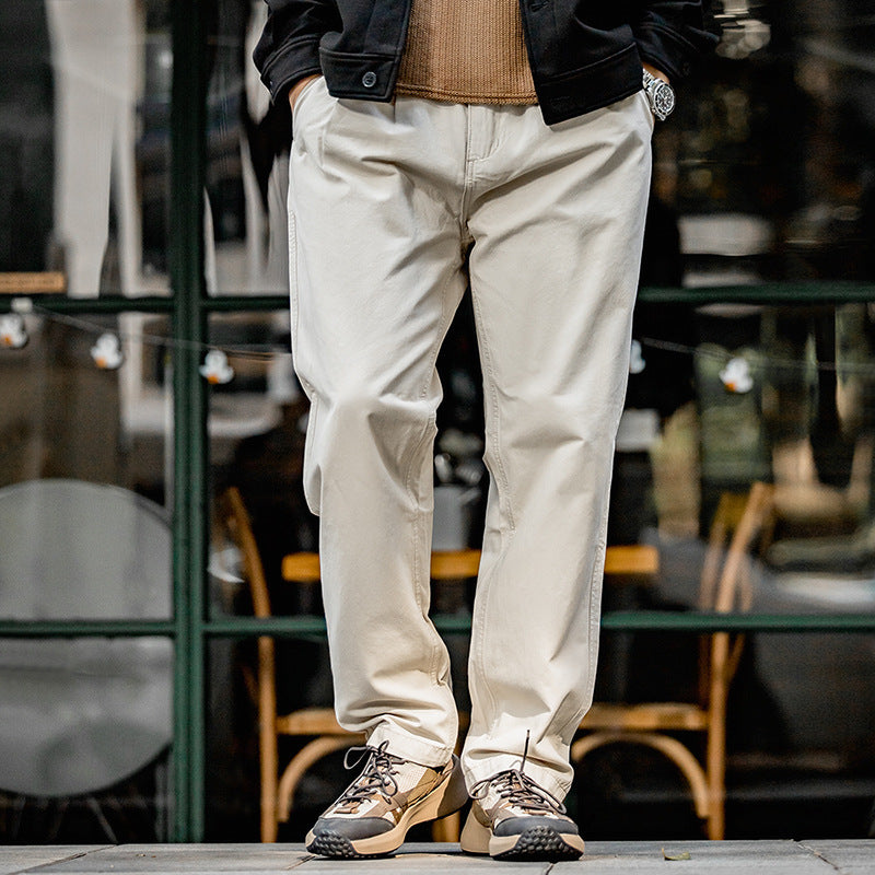 Double pleated cotton trousers