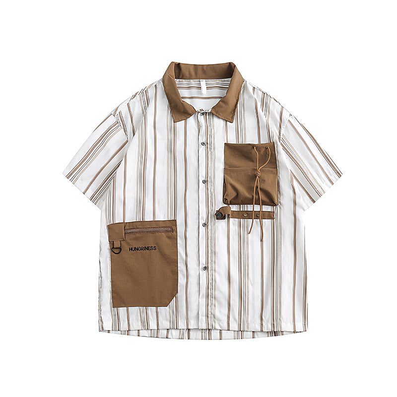 Functional Pocket Stripe Short Sleeve Shirt