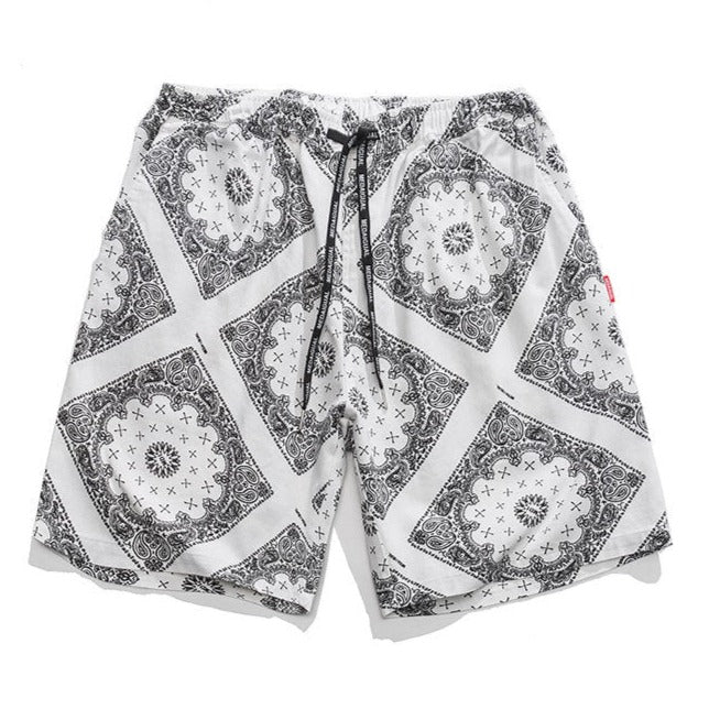 Bandana print white shorts
