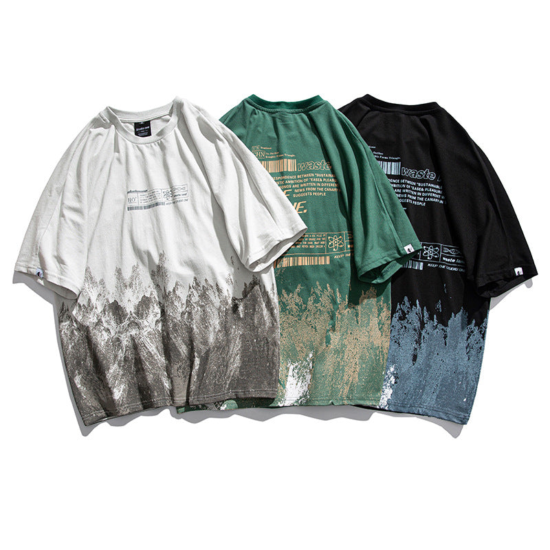Gradient Print Casual Oversized Cotton T-Shirt