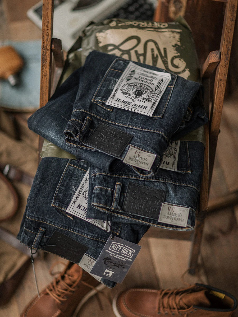 American casual damage straight denim pants