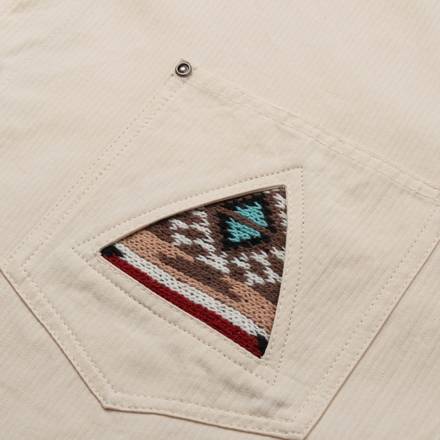 Retro American Indian Totem Stitch Pocket Long Sleeve Shirt