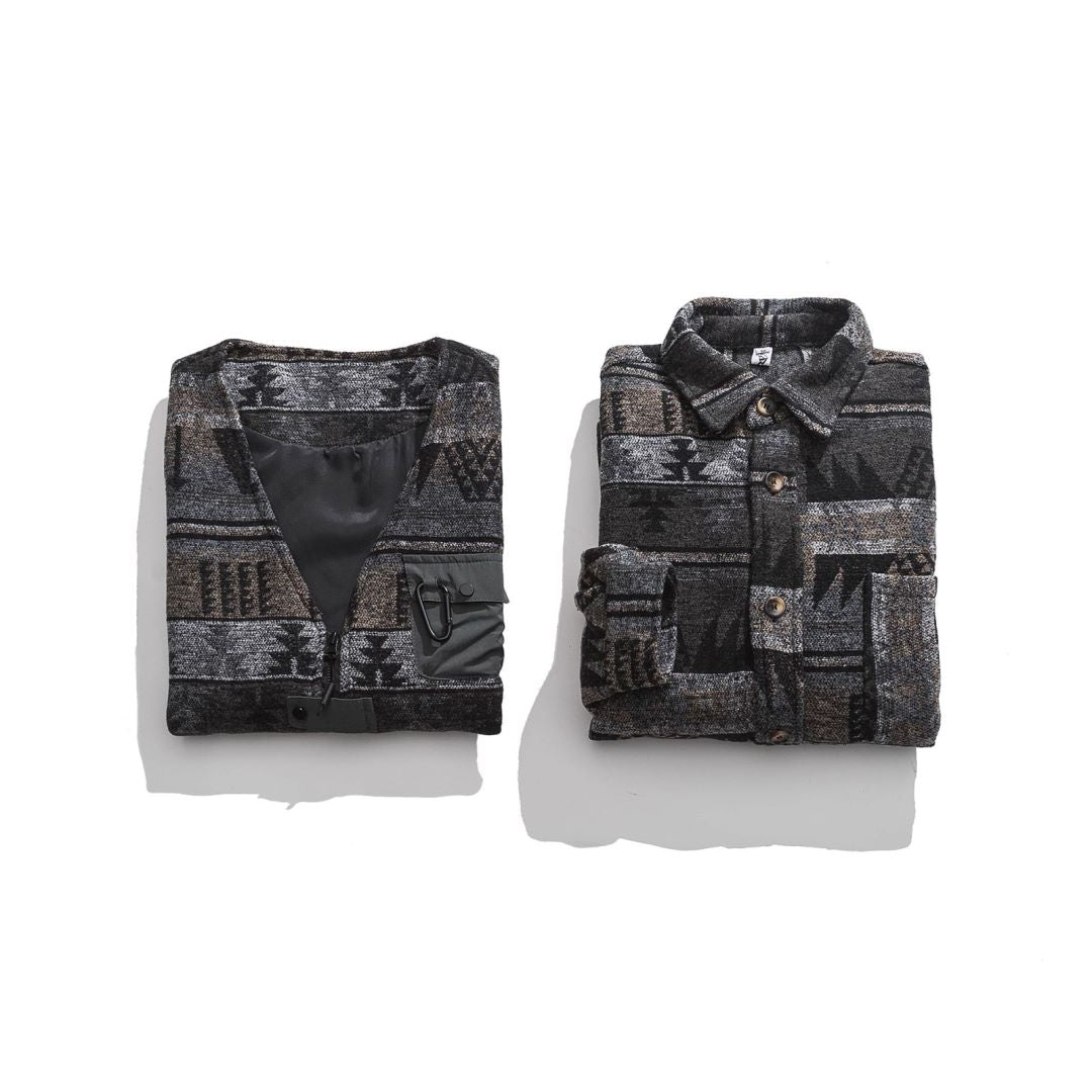 NAVAJO geometric pattern wool blend fishing vest