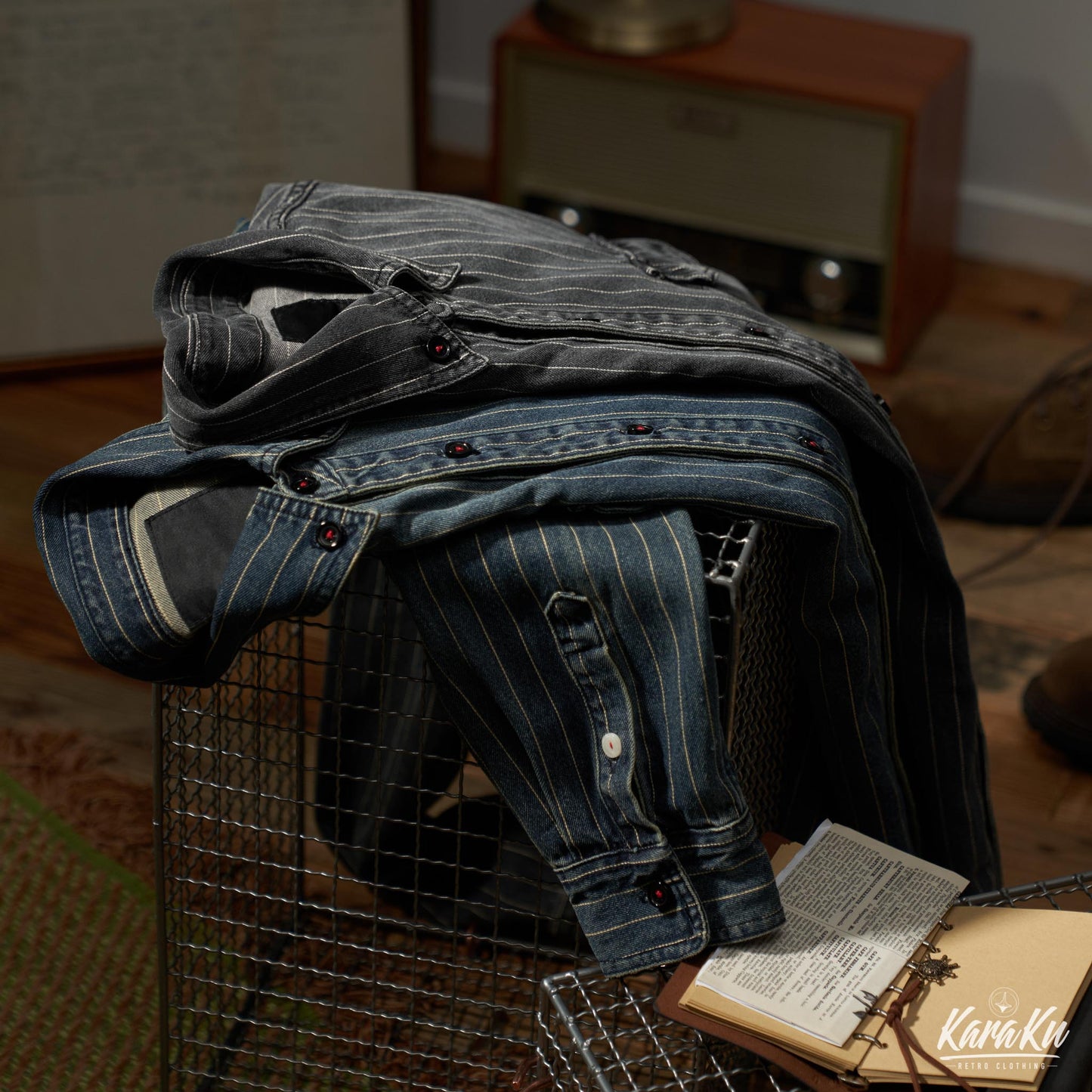 American casual striped denim shirt