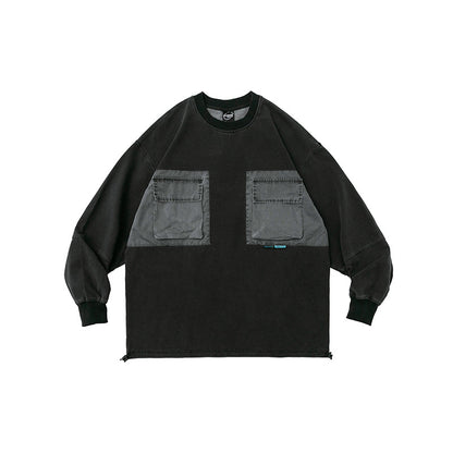 ヴィンテージ&ウォッシュ加工 ポケット付スウェットパーカー