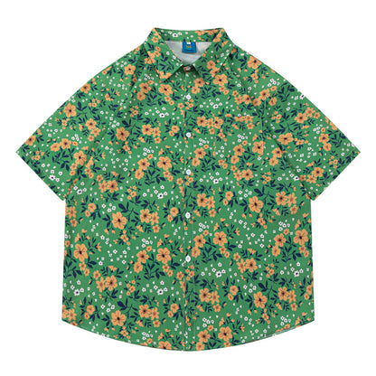 Fresh floral print short sleeve shirt