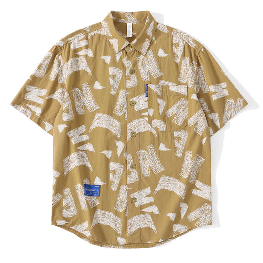 Alphabet print aloha shirt