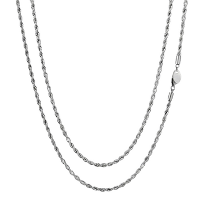 3mm ロープチェーン ネックレス ホワイトゴールド メンズ
