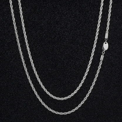 3mm ロープチェーン ネックレス ホワイトゴールド メンズ