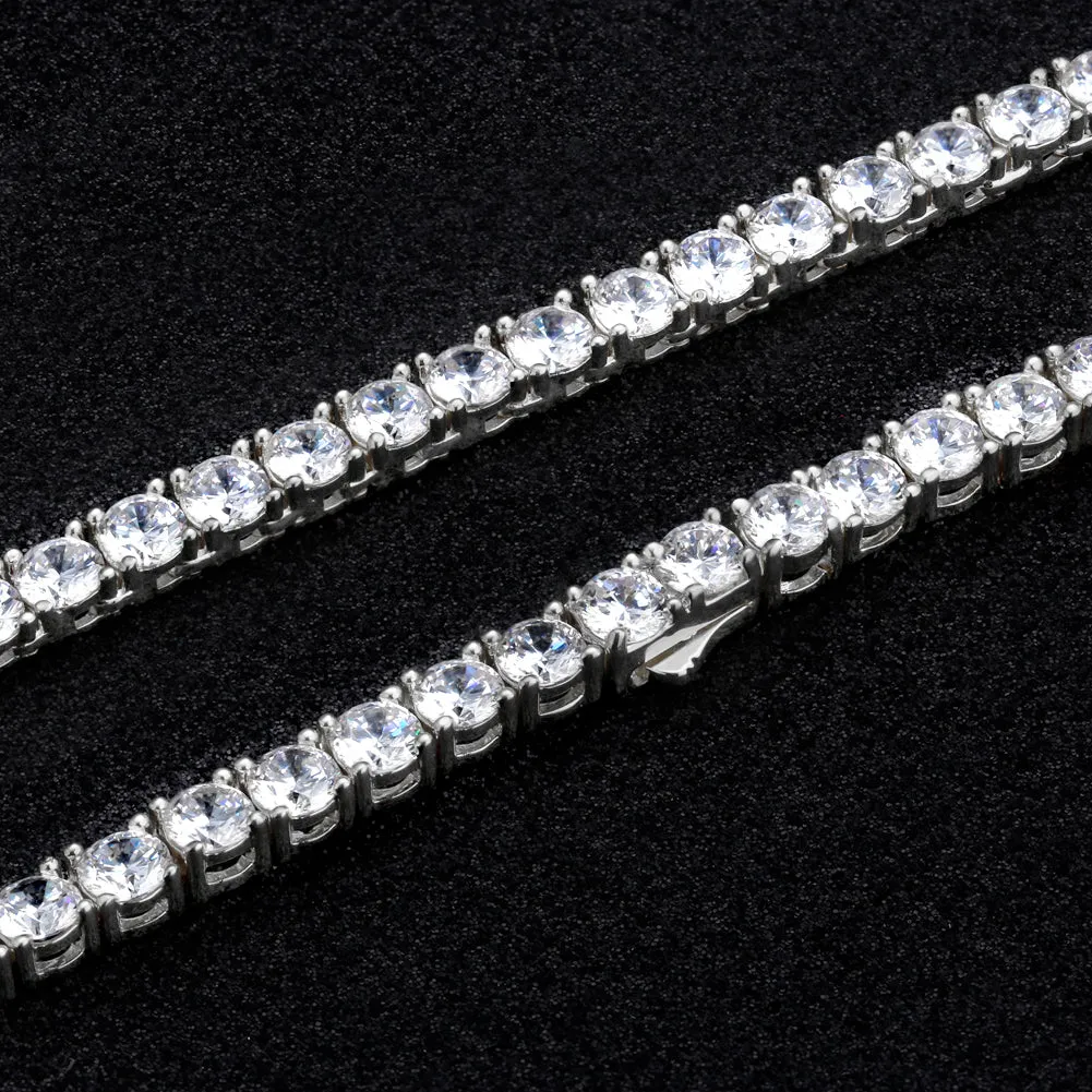 5mm czダイヤ テニス ブレスレット ホワイトゴールド メンズ