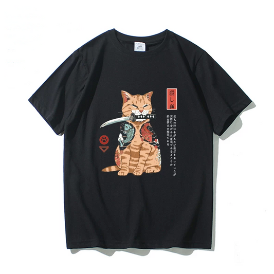 6色展開猫プリントＴシャツメンズ