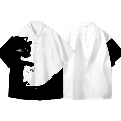 猫シルエット半袖シャツ2色
