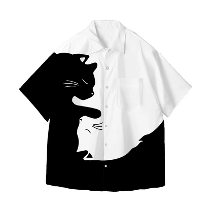 猫シルエット半袖シャツ2色