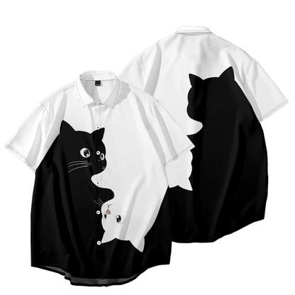 猫シルエット半袖シャツ2色