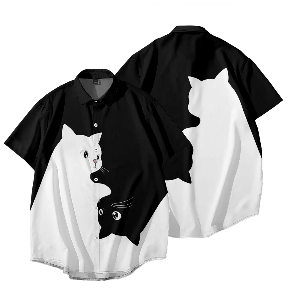 猫シルエット半袖シャツ2色