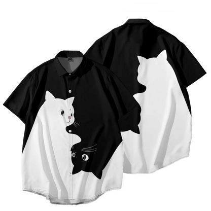 猫シルエット半袖シャツ2色