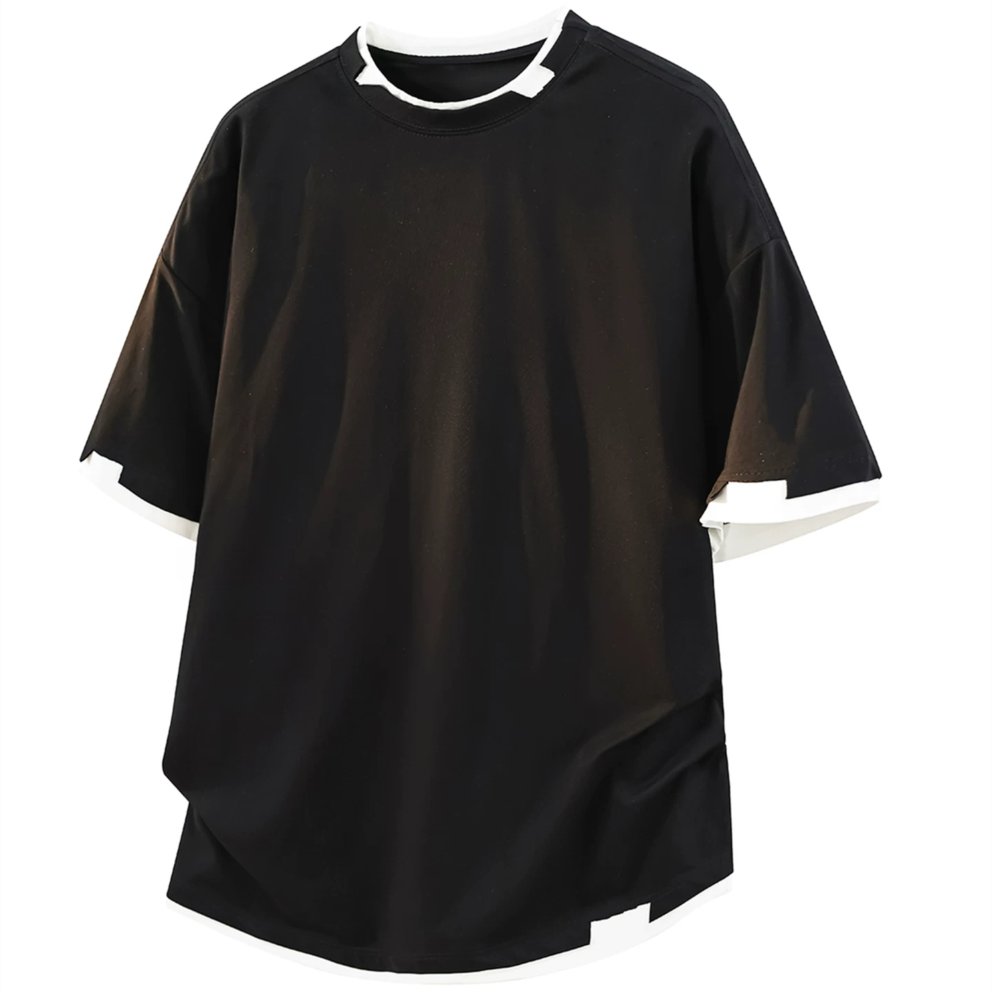 体型カバー配色レイヤードＴシャツ2色