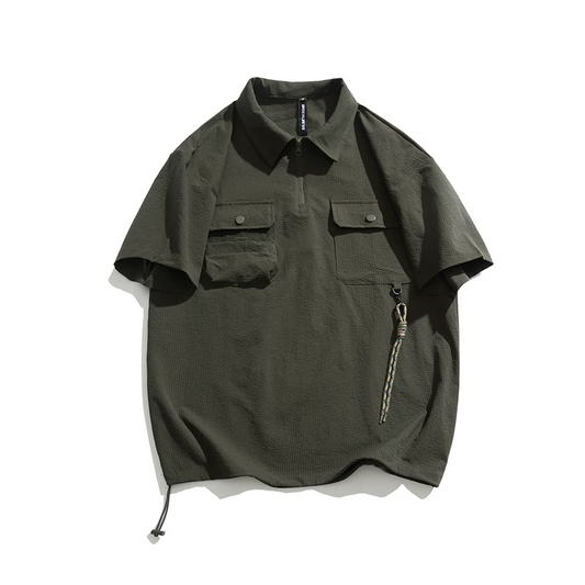 アメカジヒモ付き冷感半袖シャツ