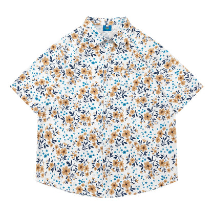 Fresh floral print short sleeve shirt